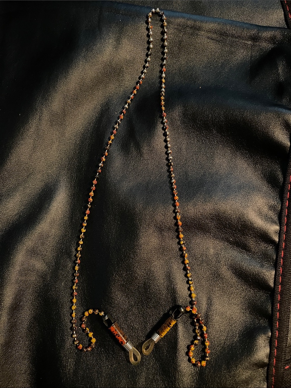 Black Eyewear Lanyard/Chain with Multicolor Beaded Accents